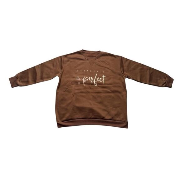 Perfectly Imperfect Graphic Crew Sweatshirt Chocolate Size 2XL - Picture 1 of 3